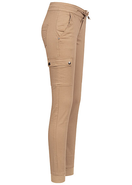 Seventyseven Lifestyle Dames Low Waist Cargo Broek met 6 zakken bruin