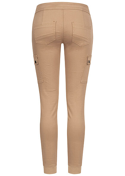 Seventyseven Lifestyle Dames Low Waist Cargo Broek met 6 zakken bruin