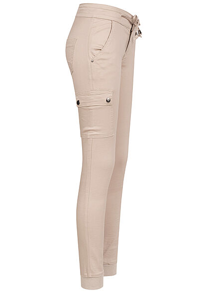 Seventyseven Lifestyle Dames Low Waist Cargo Broek met 6 zakken beige