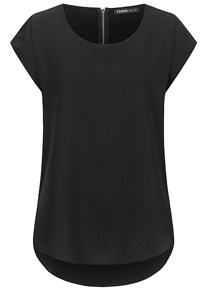 Cloud5ive Dames Shirt met rits en bloemenprint zwart - Art.-Nr.: 22048099