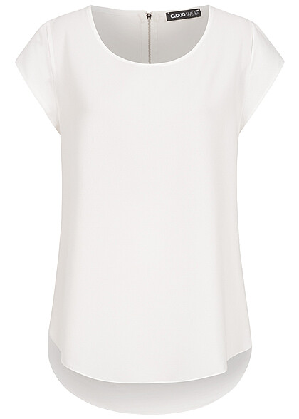 Cloud5ive Dames Shirt met rits en bloemenprint wit