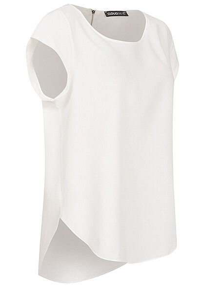 Cloud5ive Dames Shirt met rits en bloemenprint wit