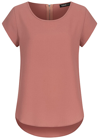Cloud5ive Dames Shirt met rits en bloemenprint roze bruin - Art.-Nr.: 22048102