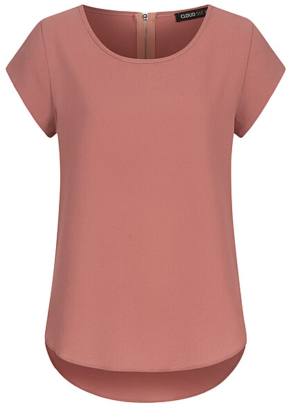 Cloud5ive Dames Shirt met rits en bloemenprint roze bruin