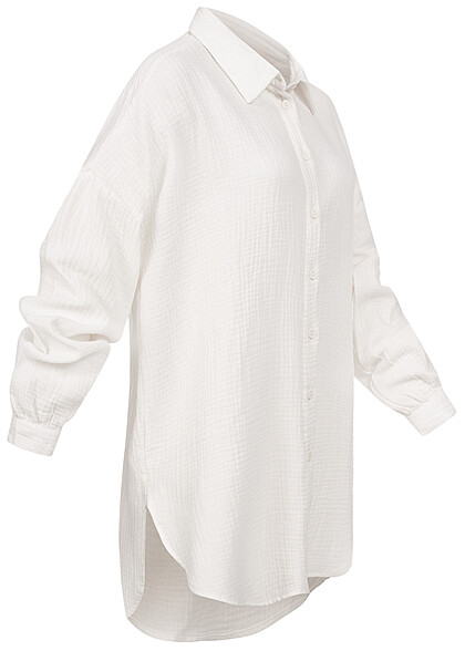 ONLY Dames NOOS Oversized Shirt met knopen en structuurstof wit