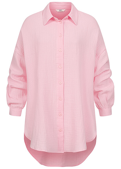 ONLY Dames NOOS Oversized Shirt met knopen en structuurstof roze