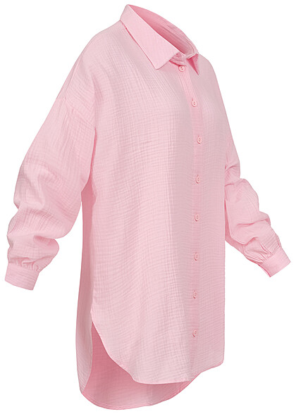 ONLY Dames NOOS Oversized Shirt met knopen en structuurstof roze