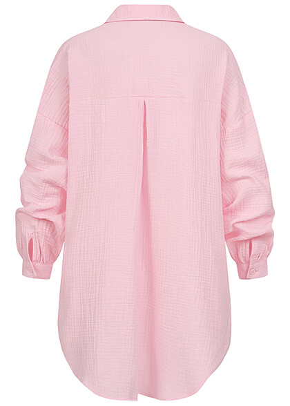 ONLY Dames NOOS Oversized Shirt met knopen en structuurstof roze