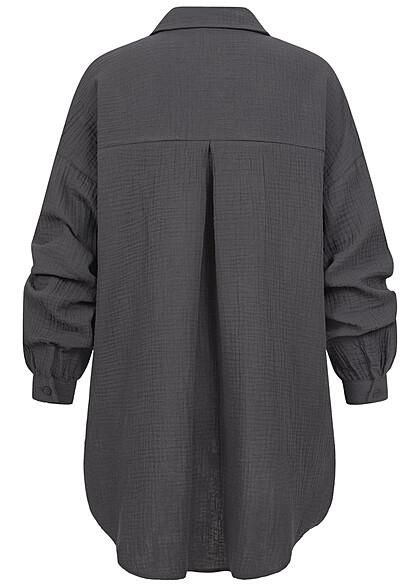 ONLY Dames NOOS Oversized Shirt met knopen en structuurstof grijs