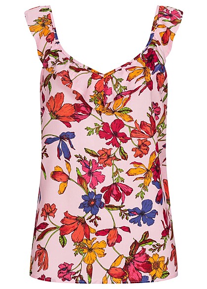 JDY by ONLY Dames Top met ruches en tropische print roze