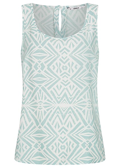 ONLY Dames Viscose Top met print turquoise wit