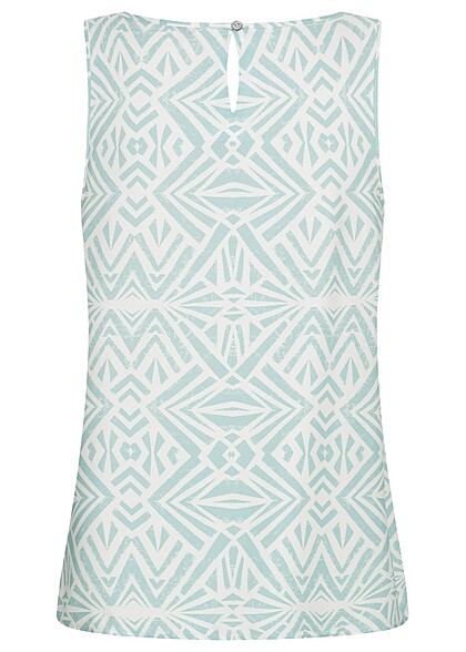 ONLY Dames Viscose Top met print turquoise wit