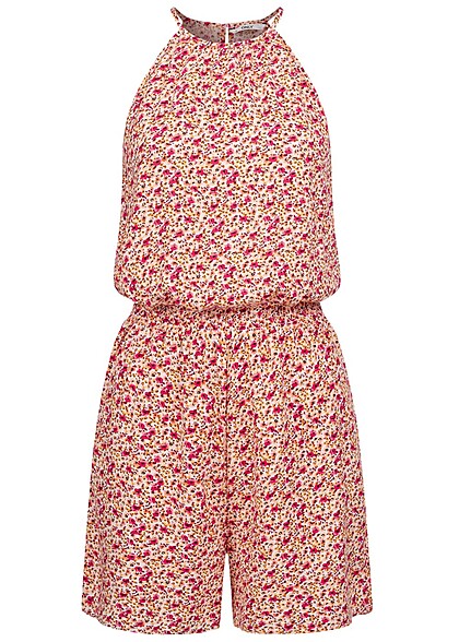 ONLY Dames Playsuit met elastische tailleband en bloemenprint roze