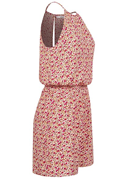 ONLY Dames Playsuit met elastische tailleband en bloemenprint roze