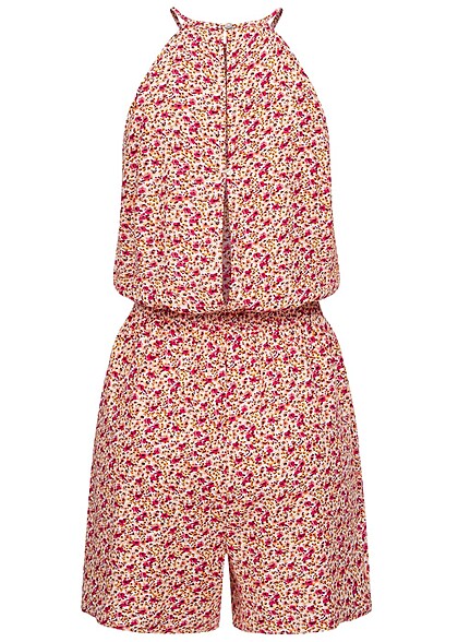 ONLY Dames Playsuit met elastische tailleband en bloemenprint roze