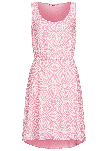 ONLY Dames Viscose Jurk met elastische tailleband en print roze