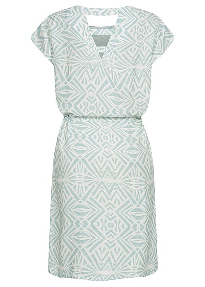 ONLY Dames Viscose Jurk met bindceintuur en print turkoois