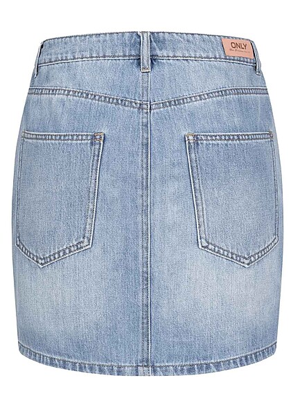 ONLY Dames Denim rok met 5 zakken en destroyed look blauw