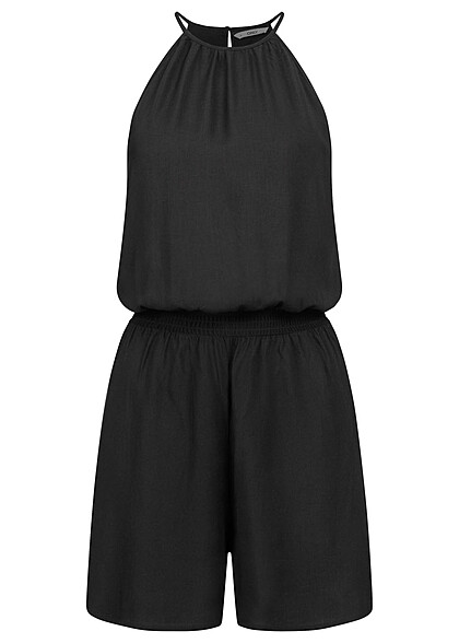 ONLY Dames Viscose Playsuit met elastische tailleband en knopen zwart