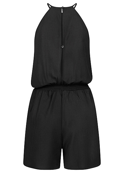 ONLY Dames Viscose Playsuit met elastische tailleband en knopen zwart