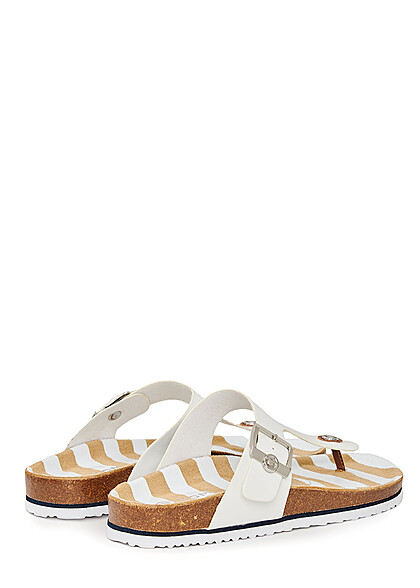 Tom Tailor Dames Sandalen met gestreepte zool en logopatch wit