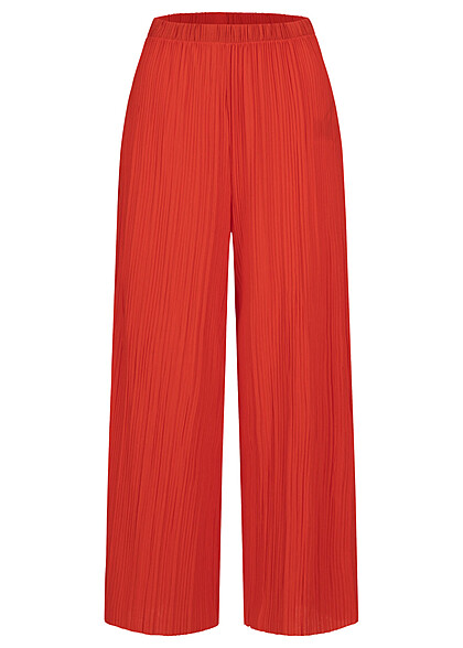 VILA Dames Culotte Broek met hoge tailleband en elastiek rood