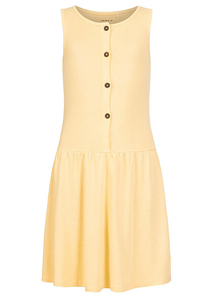 Name it Kids Meisje Viscose Jurk met knopen geel