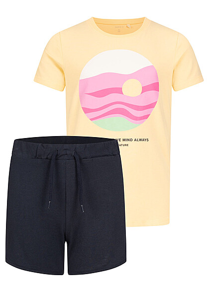 Name it Kids Meisje T-Shirt en korte broek set met print geel