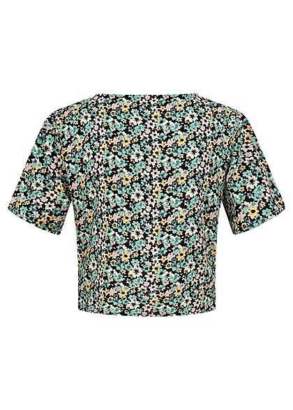 ONLY Dames Viscose Top with V-Neck and floral print groen