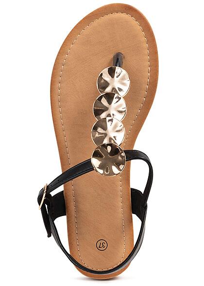 Seventyseven Lifestyle Dames Sandalen met decoratieve applicaties zwart