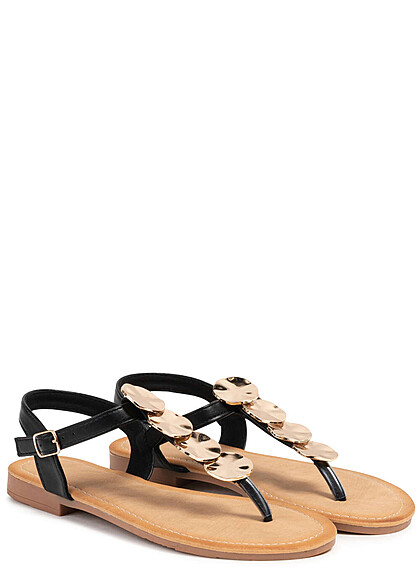 Seventyseven Lifestyle Dames Sandalen met decoratieve applicaties zwart