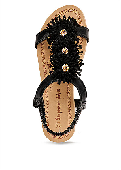 Seventyseven Lifestyle Dames Sandalen met decoratieve applicaties zwart