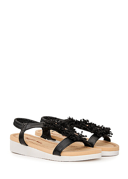 Seventyseven Lifestyle Dames Sandalen met decoratieve applicaties zwart