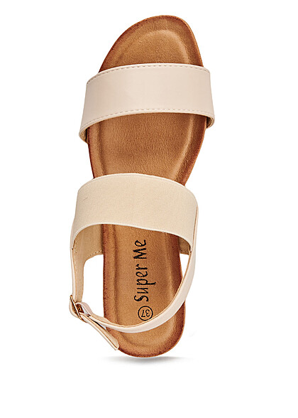 Seventyseven Lifestyle Dames Sandalen van imitatieleer met een elastische band beige - Art.-Nr.: 22050181