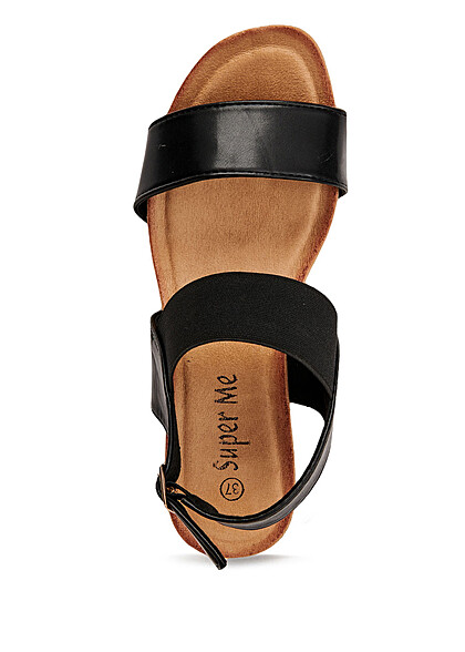 Seventyseven Lifestyle Dames Sandalen van imitatieleer met een elastische band zwart