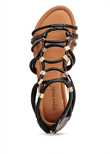 Seventyseven Lifestyle Dames Sandalen in slangenleer look zwart - Art.-Nr.: 22050190