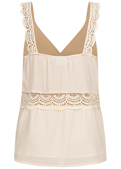 VILA Dames Top met V-hals en structuurstof beige