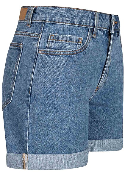 VILA Dames Denim short met hoge taille en 5 zakken lichtblauw