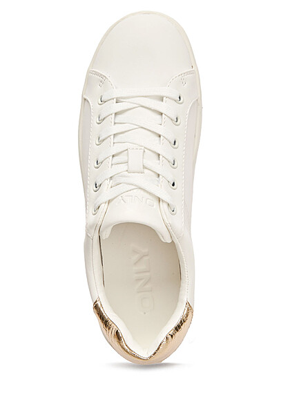 ONLY Dames NOOS Sneaker van kunstleer met veters wit goud