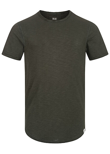 ONLY & SONS Heren T-shirt met open zomen donkergroen