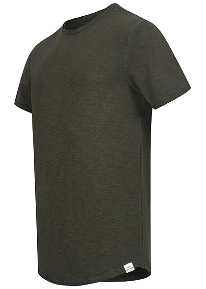 ONLY & SONS Heren T-shirt met open zomen donkergroen
