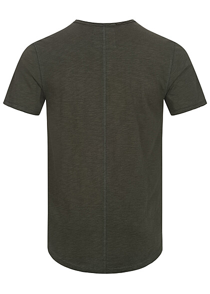 ONLY & SONS Heren T-shirt met open zomen donkergroen