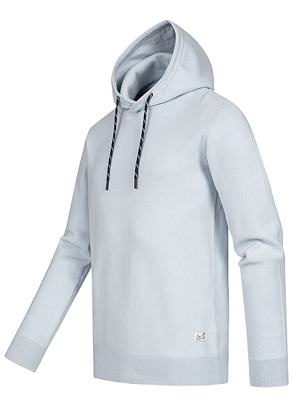 Indicode Heren Hoodie van fijn gebreide stof lichtblauw