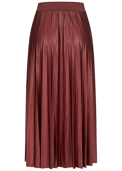 VILA Dames Geplooide rok met elastiek in tailleband roodbruin