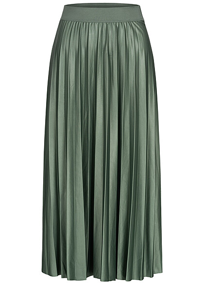 VILA Dames NOOS Geplooide rok met elastiek in tailleband groen