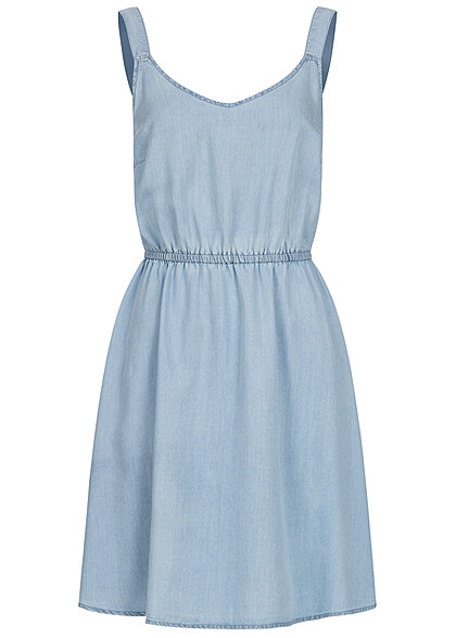 ONLY Dames Jurk met elastische tailleband lichtblauw denim