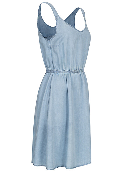 ONLY Dames Jurk met elastische tailleband lichtblauw denim