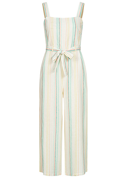 ONLY Dames Jumpsuit met bindceintuur en strepen wit multicolor