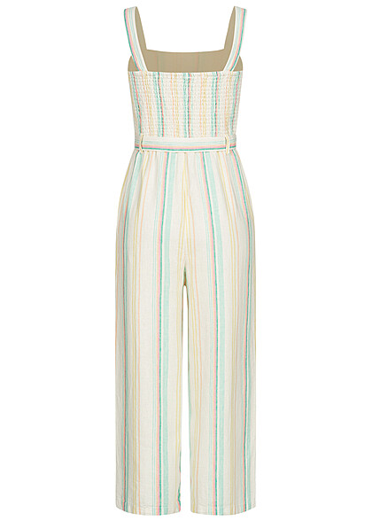 ONLY Dames Jumpsuit met bindceintuur en strepen wit multicolor