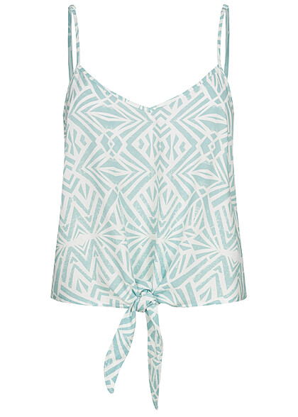 ONLY Dames Viscose Top met knoopdetail en print turquoise